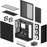 ARCTIC Xtender (Mirror Black) Midi Tower Sort, Towerkabinet Sort, Midi Tower, PC, Sort, EATX, Metal, Hærdet glas, Spil