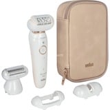 Braun Silk-épil 9 9-006 Flex 40 pincetter Hvid, Epilator Hvid/Guld, Hvid, 40 pincetter, MicroGrip, Epilering, Barbering, SensoSmart, 0,5 mm