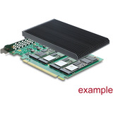 DeLOCK PCIe 5.0 x16 kort > 4x int. M.2 NVMe + kølelegeme, Interface card 