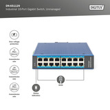 Digitus 16-port Gigabit Ethernet-netværk, Switch Blå