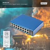 Digitus 16-port Gigabit Ethernet-netværk, Switch Blå