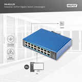 Digitus 16-port Gigabit Ethernet-netværk, Switch Blå