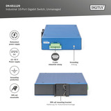 Digitus 16-port Gigabit Ethernet-netværk, Switch Blå