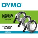 Dymo Original Prægeetiketbånd | 9 mm x 3 m ruller | Hvid tekst på sort | Selvklæbende | til prægeetiketmaskiner | 3 stk., Tape Belgien, 3 m, 3 stk, 89 mm, 105 mm, 50 mm