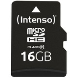 Intenso 16GB MicroSDHC Klasse 10, Hukommelseskort 16 GB, MicroSDHC, Klasse 10, 25 MB/s, Stødresistent, Temperaturbestandigt, Vandtæt, Røntgenbestandig, Sort