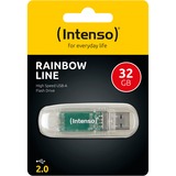 Intenso Rainbow Line USB-nøgle 32 GB USB Type-A 2.0 Transparent, USB-stik gennemsigtig, 32 GB, USB Type-A, 2.0, 28 MB/s, Hætte, Transparent