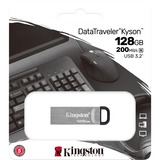Kingston DataTraveler Kyson USB-nøgle 128 GB USB Type-A 3.2 Gen 1 (3.1 Gen 1) Sølv, USB-stik Sølv, 128 GB, USB Type-A, 3.2 Gen 1 (3.1 Gen 1), 200 MB/s, Uden hætte, Sølv