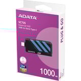 ADATA Ekstern SSD SC735 1 TB, Solid state-drev Sort/Blå