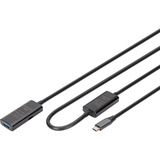 Digitus Aktivt USB 3.2 Gen 1 forlængerledning, USB-C stik > USB-A stik Sort