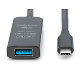 Digitus Aktivt USB 3.2 Gen 1 forlængerledning, USB-C stik > USB-A stik Sort