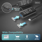 Digitus Aktivt USB 3.2 Gen 1 forlængerledning, USB-C stik > USB-A stik Sort