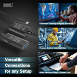 Digitus Aktivt USB 3.2 Gen 1 forlængerledning, USB-C stik > USB-A stik Sort