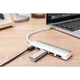 Digitus USB Type-C™ 4-port hub (USB 3.0) + PD, USB hub Sølv
