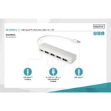 Digitus USB Type-C™ 4-port hub (USB 3.0) + PD, USB hub Sølv