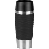 Emsa TRAVEL MUG Waves termokande 0,36 L Sort, Cup Sort/rustfrit stål, 0,36 L, Sort, Polypropylen (PP), Silikone, Rustfrit stål, 8,3 cm, 200 mm