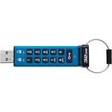 Kingston IronKey 32 GB Keypad 200, FIPS 140-3, niv. 3 (afventer) AES-256 krypteret, USB-stik FIPS 140-3, niv. 3 (afventer) AES-256 krypteret, 32 GB, USB Type-A, 3.2 Gen 1 (3.1 Gen 1), 145 MB/s, Muffe, Blå
