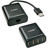 Lindy 4-port USB 2.0 Cat.6 Extender, USB-forlænger Sort