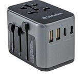 Verbatim 49545 strømstik adapter Universel, Rejse stikkontakt Sort/Sølv
