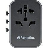 Verbatim 49545 strømstik adapter Universel, Rejse stikkontakt Sort/Sølv