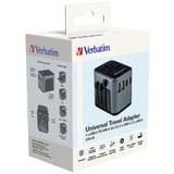 Verbatim 49545 strømstik adapter Universel, Rejse stikkontakt Sort/Sølv