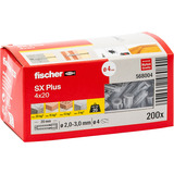 fischer Expansionspløk SX Plus 4x20, Dyvel Lys grå