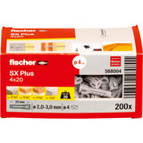 fischer Expansionspløk SX Plus 4x20, Dyvel Lys grå