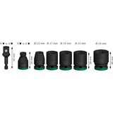 Bosch PRO Impact topnøglesæt 1/2", 7 dele Sort