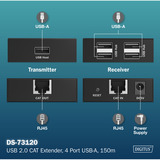 Digitus DA-73120, USB-forlænger Sort