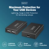 Digitus USB 2.0 CAT forlænger-sæt, 480 Mbps, 150 meter, USB-forlænger Sort