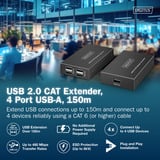 Digitus USB 2.0 CAT forlænger-sæt, 480 Mbps, 150 meter, USB-forlænger Sort