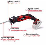 EINHELL Power X-Change Akku universal bajonetsav TE-AP 18/13 Li - Solo, 18 Volt, Bajonet sav Rød/Sort