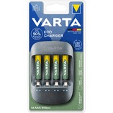 Varta 57680 Vekselstrøm, Oplader Sort, Alkaline, Nikkel-Metalhydrid (NiMH), AA, AAA, 4 stk, Batterier inkluderet