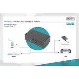 Digitus KVM-switch DisplayPort 4x 1, KVM-switchen Sort