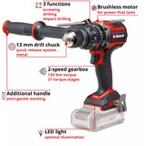 EINHELL Professionel batteridrevet slagboremaskine TP-CD 18/120 Li-i BL - Solo, 18 Volt, Slagborer skruemaskine Sort/Rød