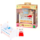 EPOCH Sylvanian Families - Chokoladehare baby med babyseng, Bygge legetøj 