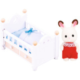 EPOCH Sylvanian Families - Chokoladehare baby med babyseng, Bygge legetøj 
