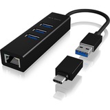 ICY BOX IB-HUB1419-LAN, USB hub Sort
