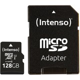 Intenso 3424491 hukommelseskort 128 GB MicroSD UHS-I Klasse 10 Sort, 128 GB, MicroSD, Klasse 10, UHS-I, Class 1 (U1), Temperaturbestandigt, Stødresistent, Vandtæt, Røntgenbestandig