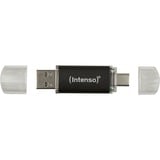 Intenso 3539490 USB-nøgle 64 GB USB Type-A / USB Type-C 3.2 Gen 1 (3.1 Gen 1) Anthracit, USB-stik antracit/gennemsigtig, 64 GB, USB Type-A / USB Type-C, 3.2 Gen 1 (3.1 Gen 1), 70 MB/s, Hætte, Anthracit