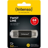 Intenso 3539490 USB-nøgle 64 GB USB Type-A / USB Type-C 3.2 Gen 1 (3.1 Gen 1) Anthracit, USB-stik antracit/gennemsigtig, 64 GB, USB Type-A / USB Type-C, 3.2 Gen 1 (3.1 Gen 1), 70 MB/s, Hætte, Anthracit