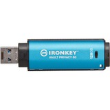 Kingston IronKey Vault Privacy 50 USB-nøgle 128 GB USB Type-A 3.2 Gen 1 (3.1 Gen 1) Blå, USB-stik Lyseblå/Sort, 128 GB, USB Type-A, 3.2 Gen 1 (3.1 Gen 1), 250 MB/s, Hætte, Blå