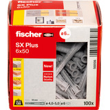 fischer Expansionspløk SX Plus 6x50, Dyvel Lys grå