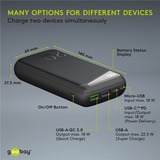 goobay Hurtigopladnings-powerbank 20.000 mAh, Power Bank Sort