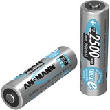Ansmann 2500mAh AA maxE plus Nikkel-Metalhydrid (NiMH), Batteri Sølv, AA, Nikkel-Metalhydrid (NiMH), 1,2 V, 2500 mAh, 14,5 x 14,5 x 50,5 mm