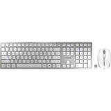 CHERRY DW 9100 SLIM tastatur Mus inkluderet Universel RF trådløs + Bluetooth QWERTY US engelsk Sølv, Desktop sæt Hvid/Sølv, EU-layout (antal), SX teknologi, Trådløs, RF trådløs + Bluetooth, QWERTY, Sølv, Mus inkluderet