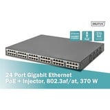 Digitus 24-port/Ethernet/PoE+ injektor/370W, Switch Sort