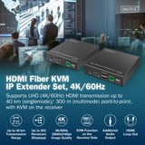 Digitus HDMI Fiber KVM IP Extender Sæt, KVM-switchen Sort