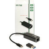 Inter-Tech USB Adapter Argus IT-732, USB-C stik > RJ-45 stik Sort