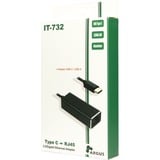 Inter-Tech USB Adapter Argus IT-732, USB-C stik > RJ-45 stik Sort