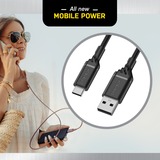 Otterbox USB 2.0 kabel, USB-A stik > USB-C stik Sort